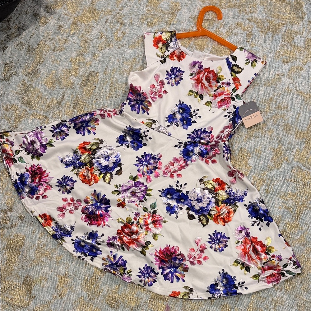 Pippa & Julie Floral Dress in White and Multicolor